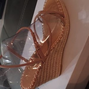 Bamboo Tan strappy wedges